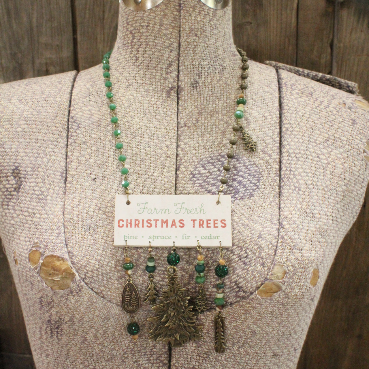 Pine Forest Christmas Tree Patch Charm'd Necklace