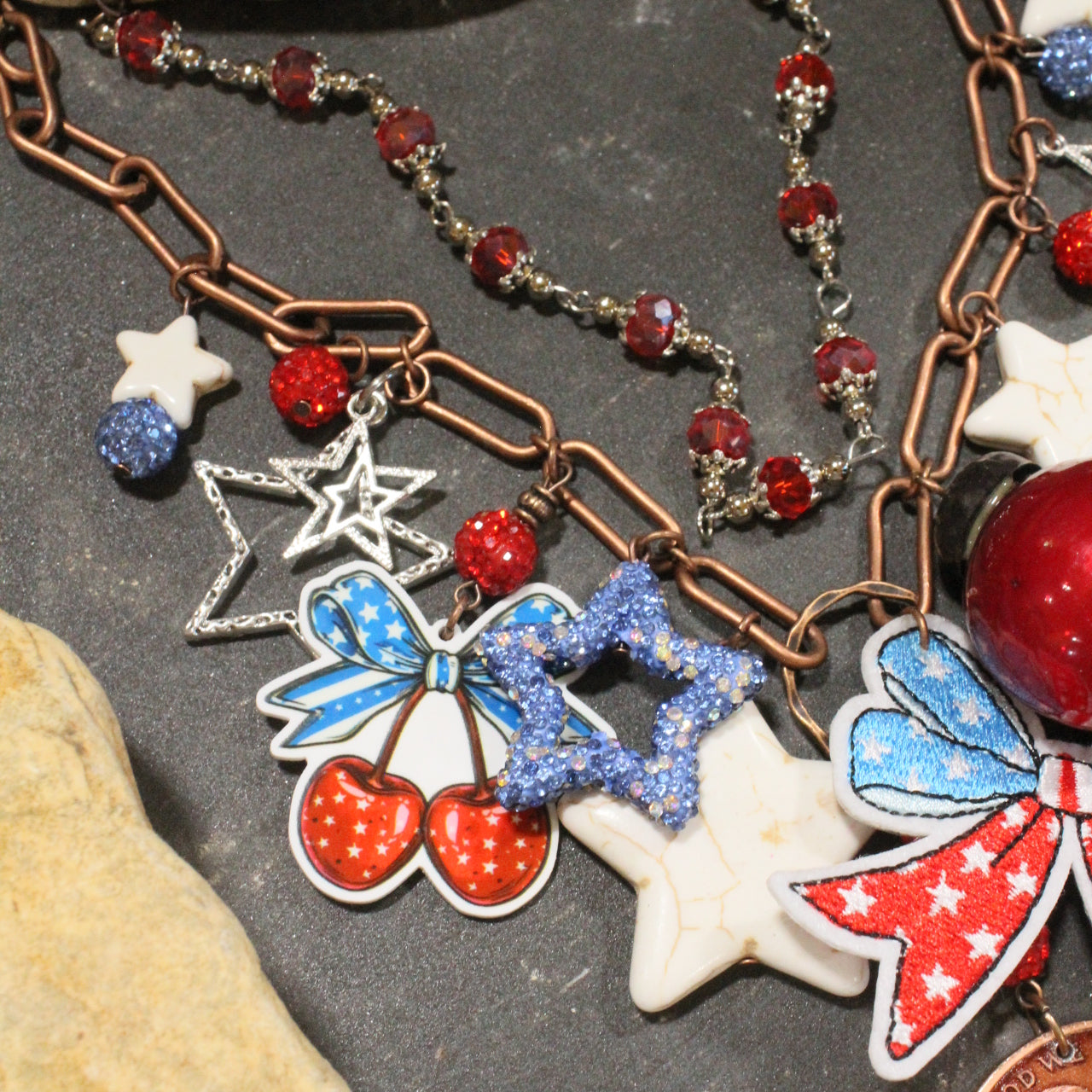 Honest Abe & His Cherries Charm'd Necklace