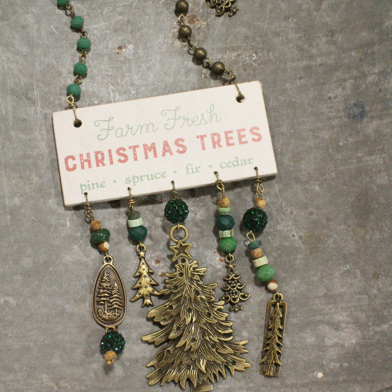 Pine Forest Christmas Tree Patch Charm'd Necklace
