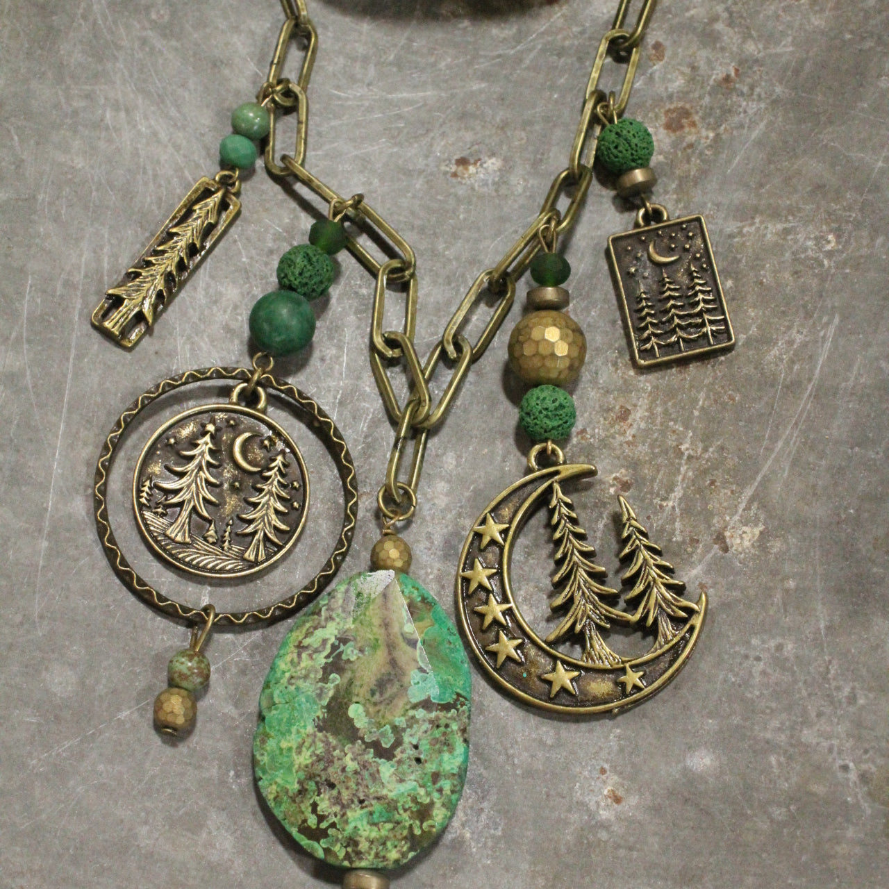Pine Patches Green Charm'd Necklace