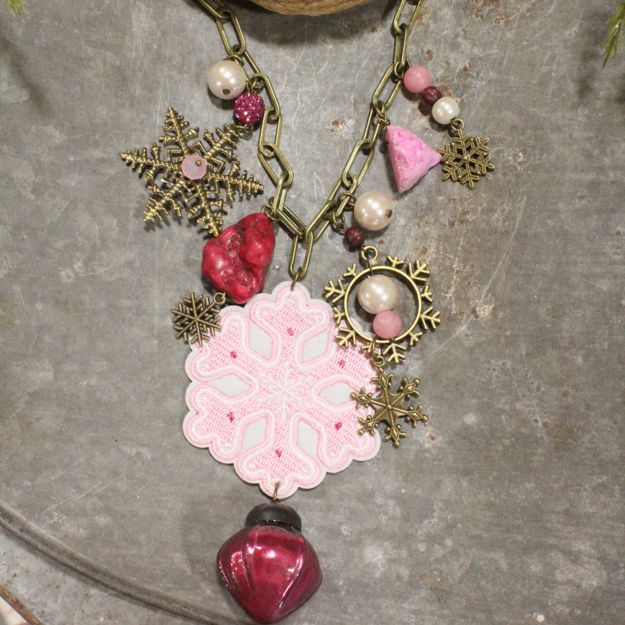 PInk Days Snowflake Charm'd Necklace