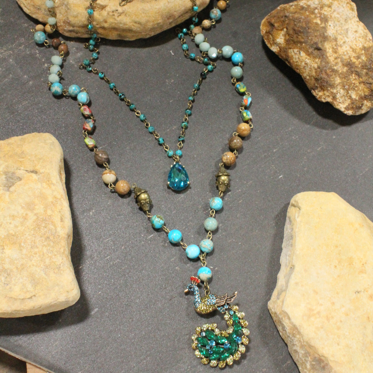 Prissy Peacock Layered Necklace