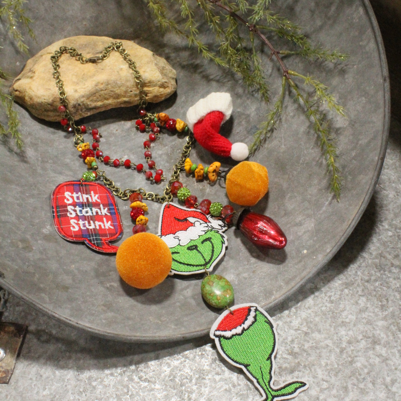 Stink Stank Stunk Grinch Christmas Charm'd Necklace