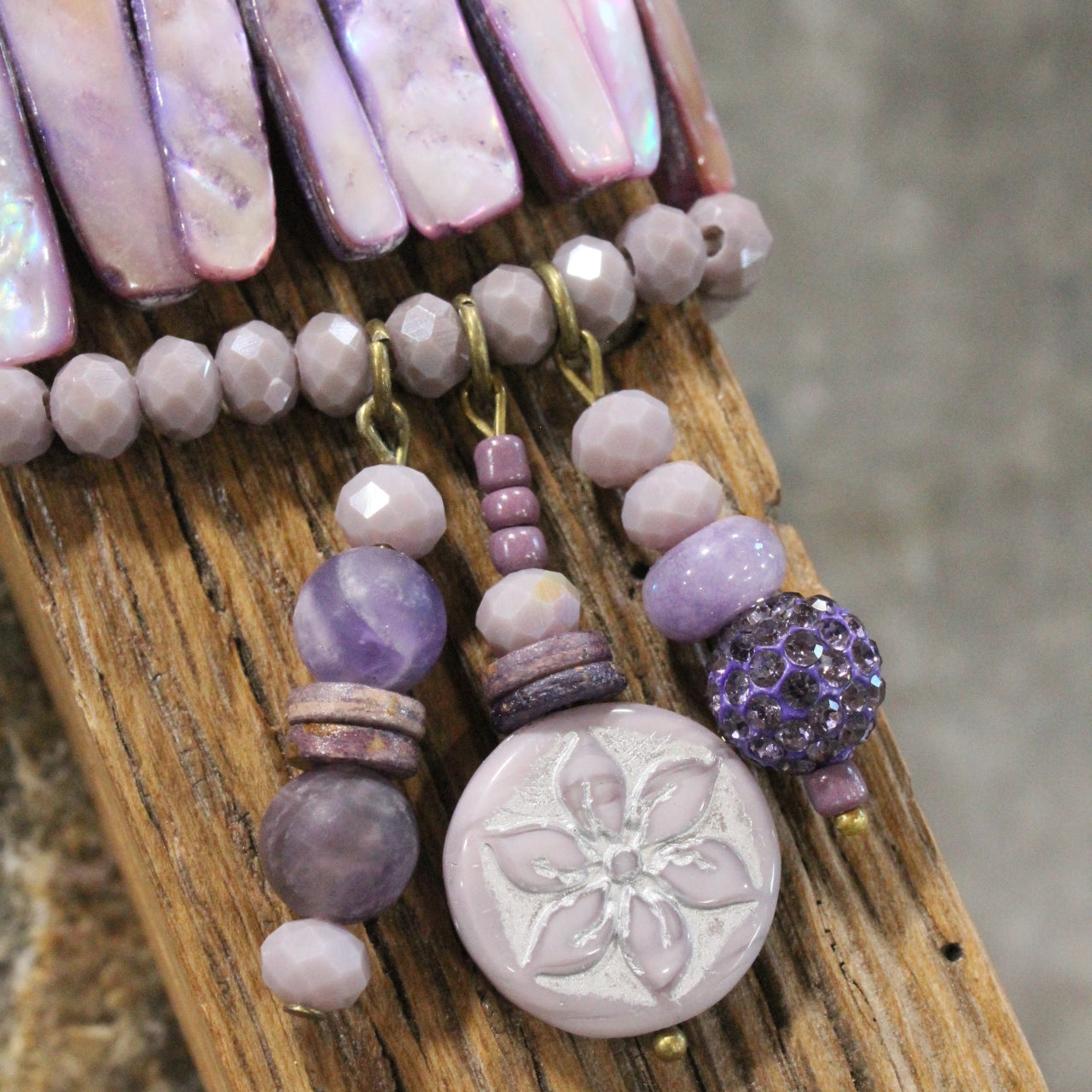 Shades Of Purple Flower Charm'd Bracelet Set