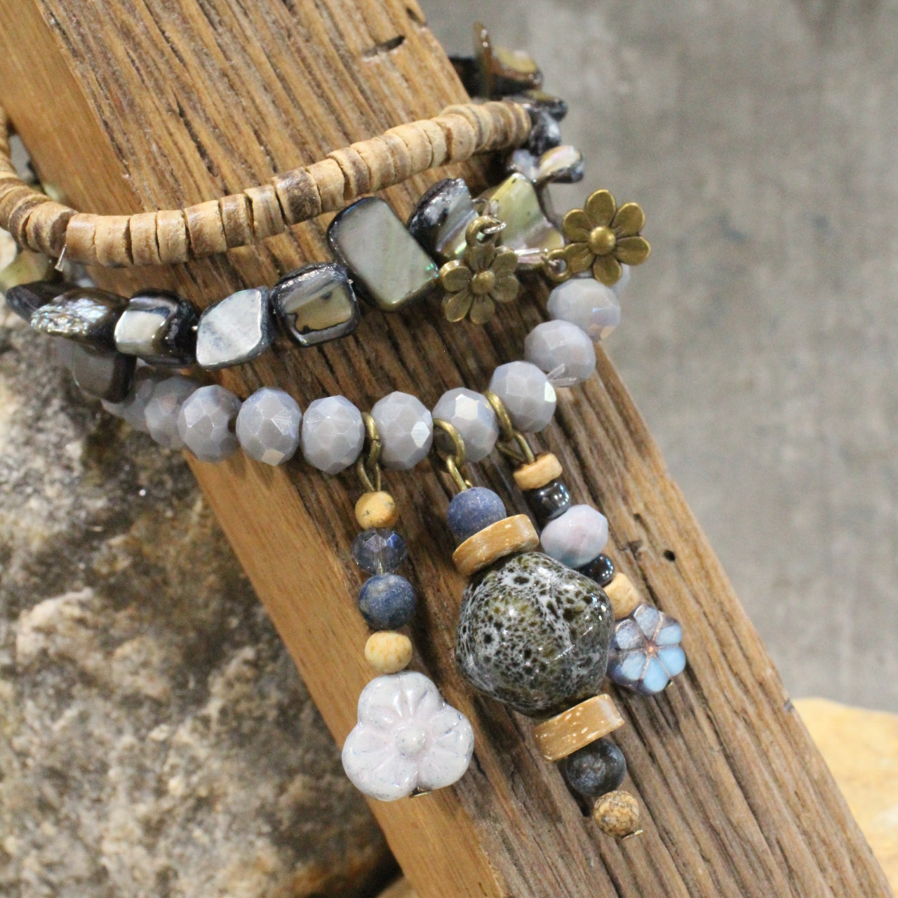 Shades Of Blue Czech Charm'd Bracelet Set