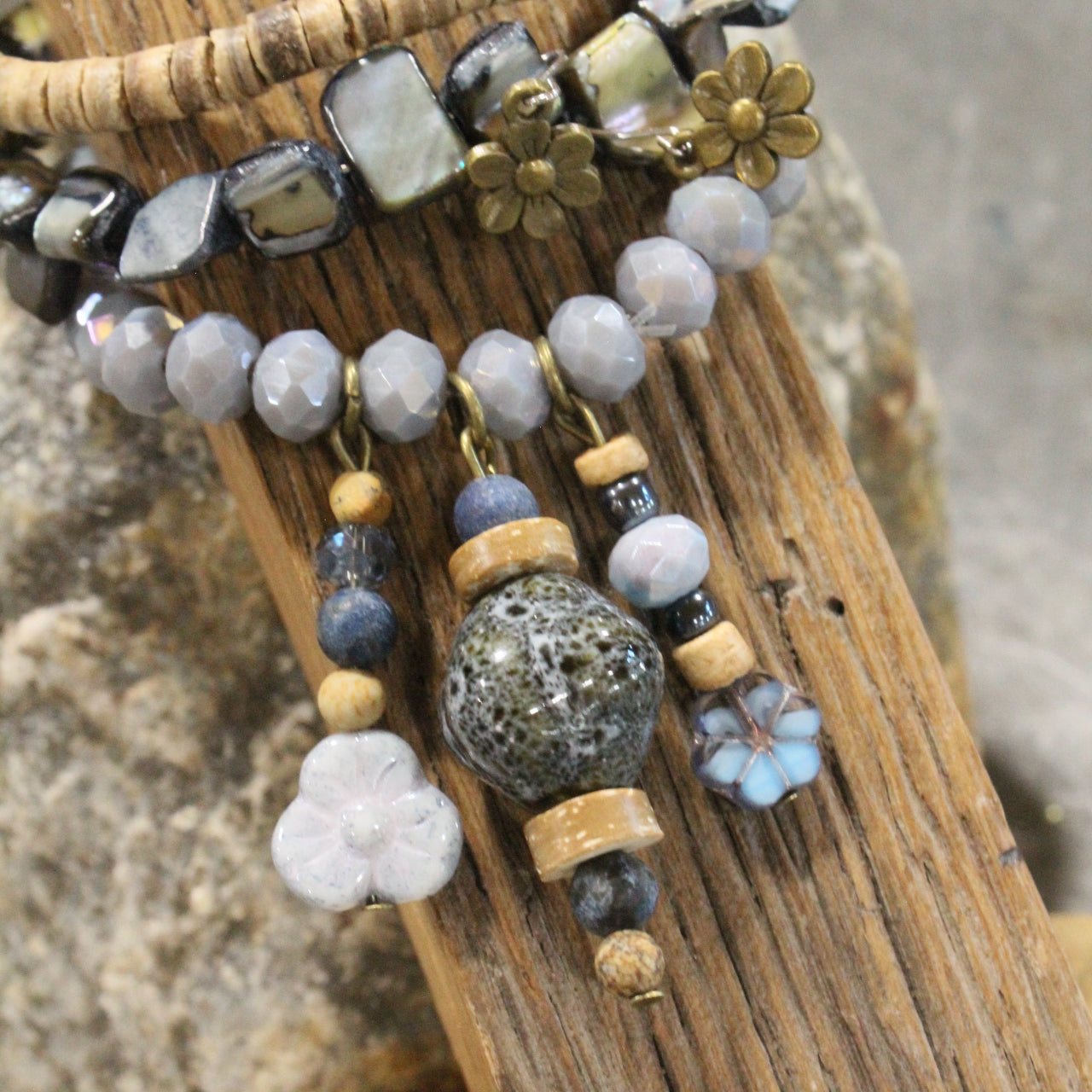 Shades Of Blue Czech Charm'd Bracelet Set