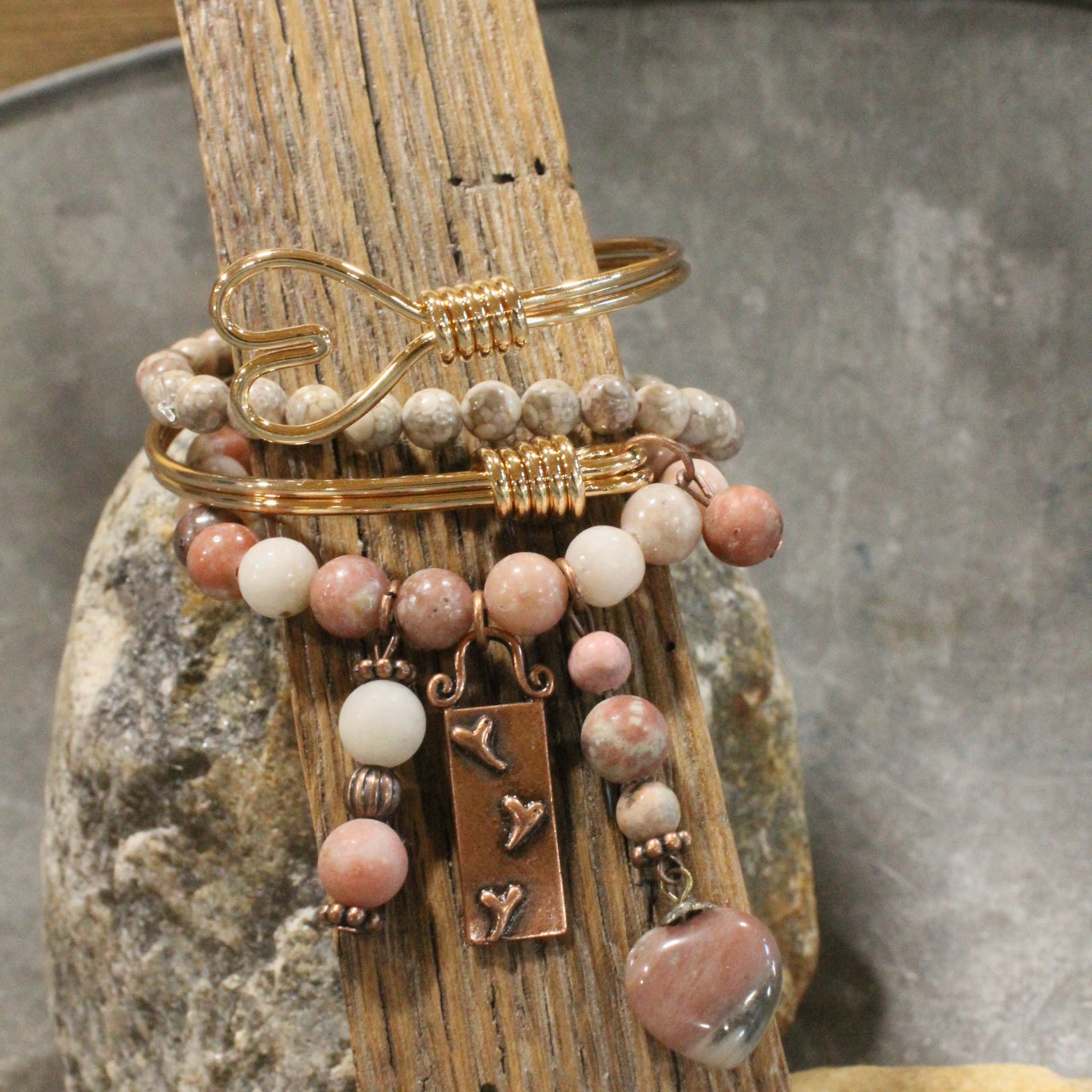 Shades Of Blush Heart Charm'd Bracelet Set