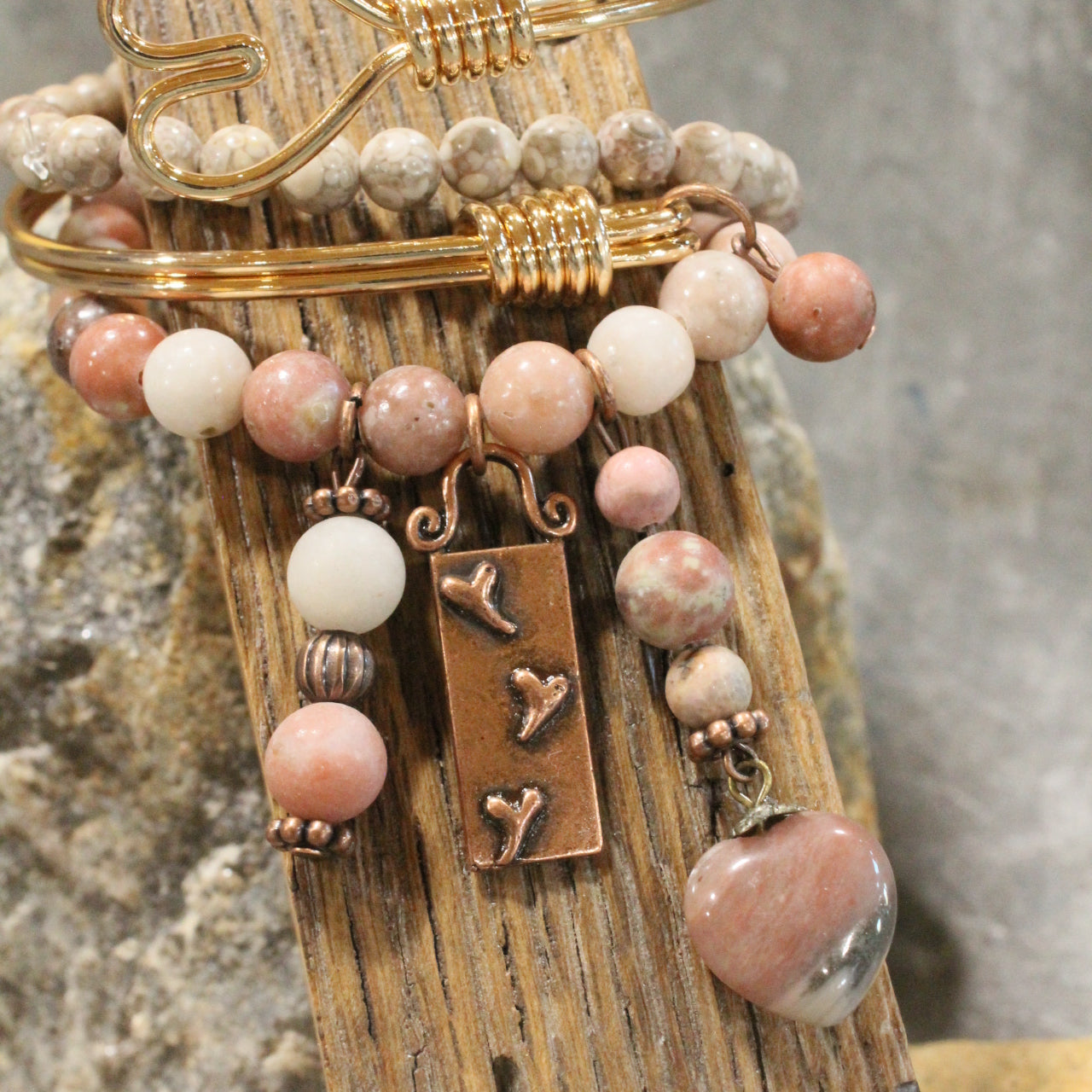 Shades Of Blush Heart Charm'd Bracelet Set
