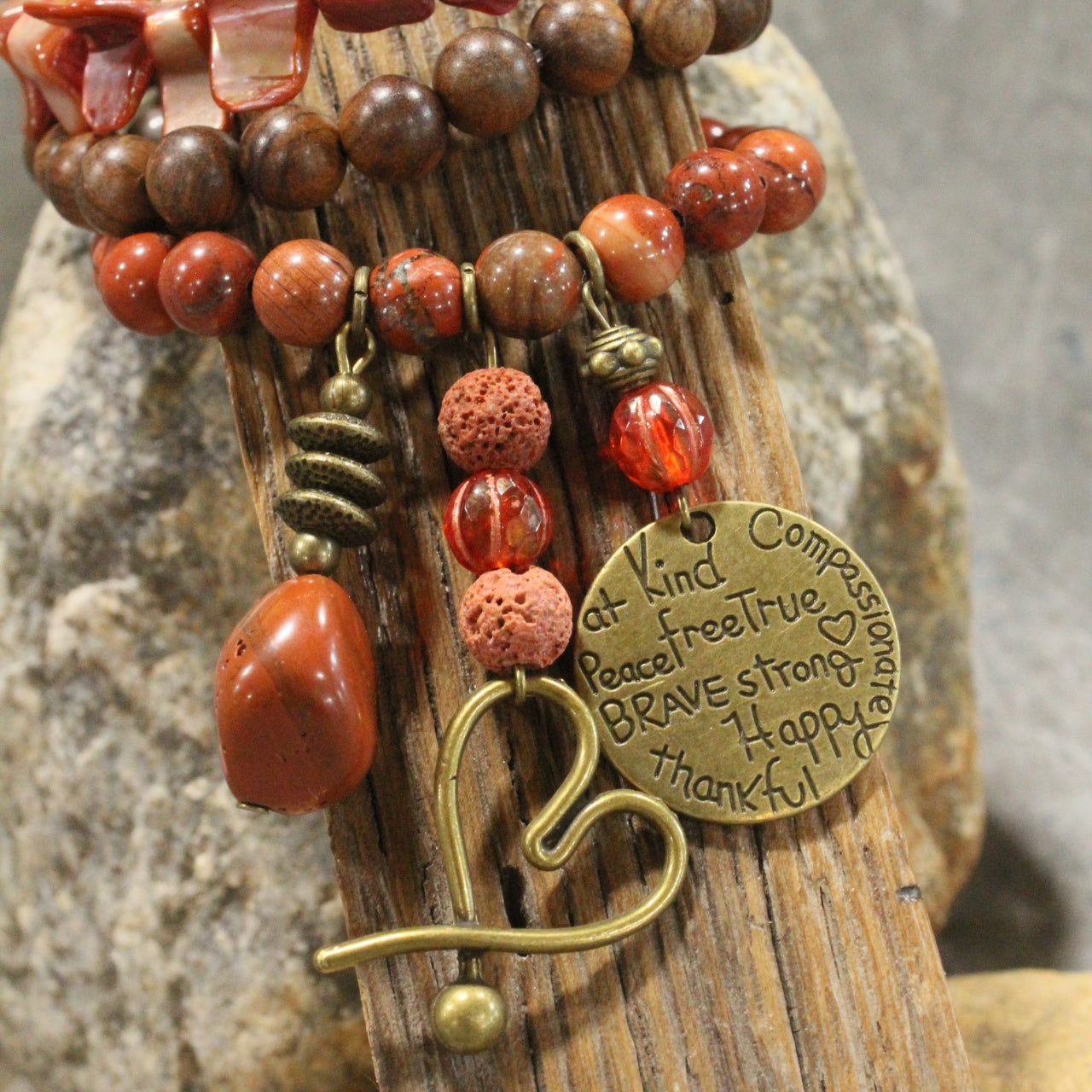 Shades Of Rusty Heart Charm'd Bracelet Set