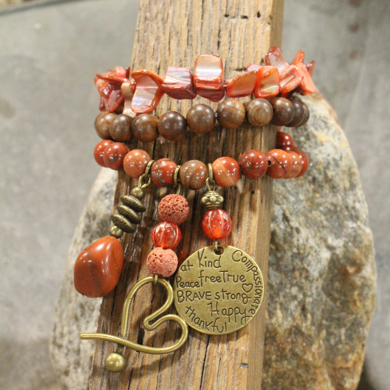 Shades Of Rusty Heart Charm'd Bracelet Set