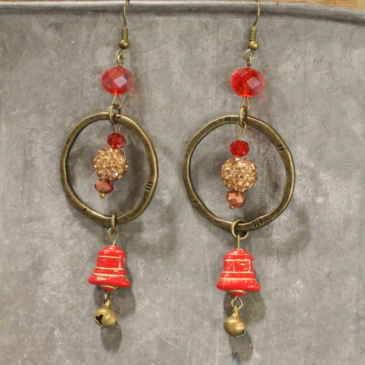 Bells Are Ringing Red Dangle Drop Earrings