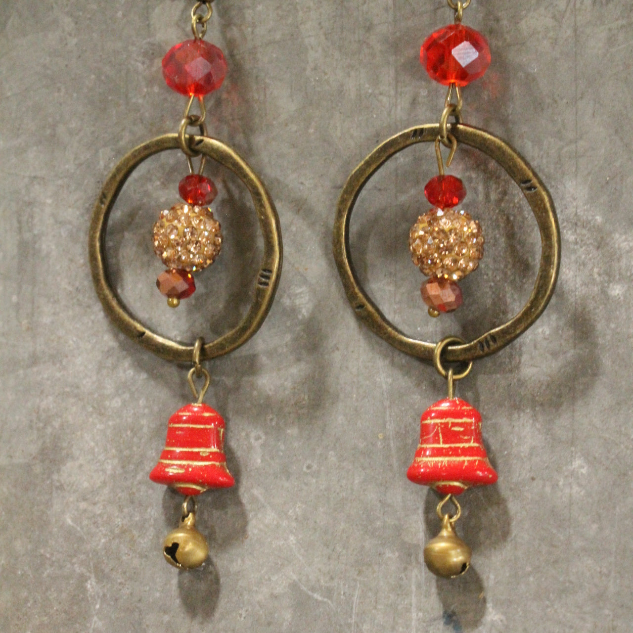 Bells Are Ringing Red Dangle Drop Earrings