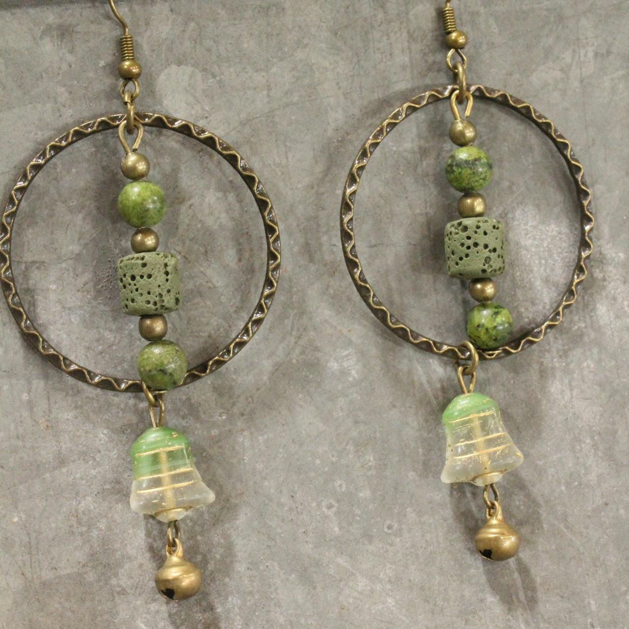 Bells Are Ringing Shades Of Green Dangle Drop Earrings