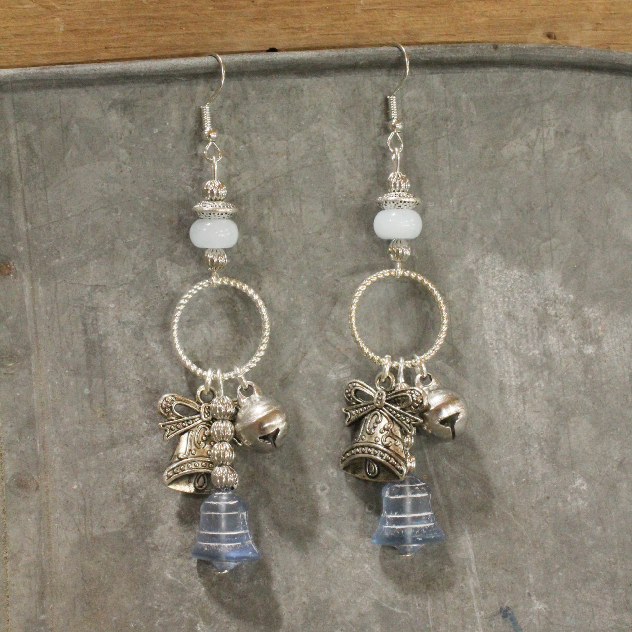 Bells Are Ringing Silver & Blue Dangle Drop Earrings