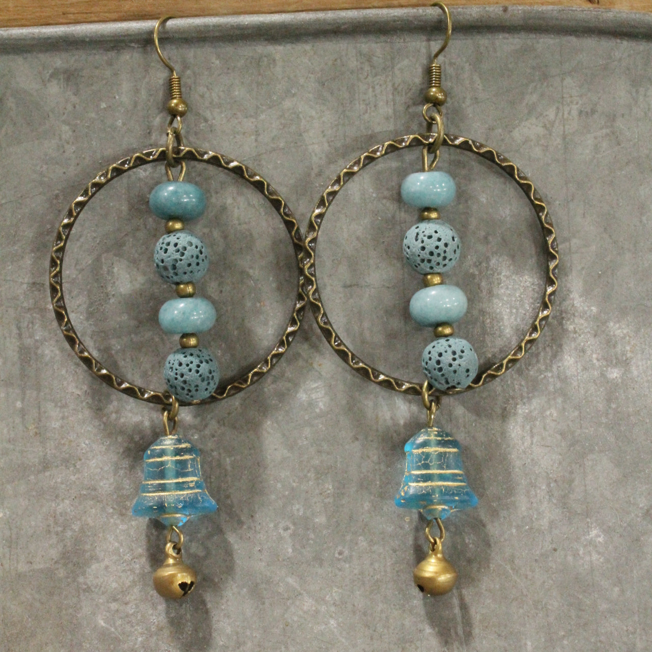Bells Are Ringing Denim Blue Dangle Drop Earrings