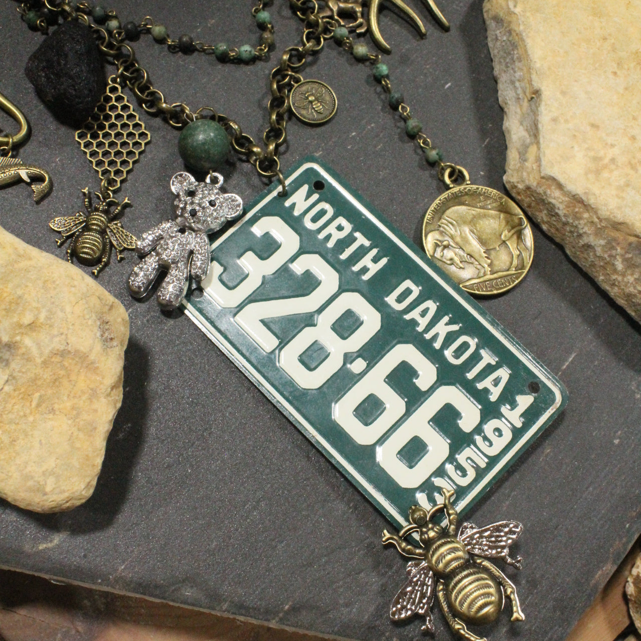 Travel Time In North Dakota Layered Necklace
