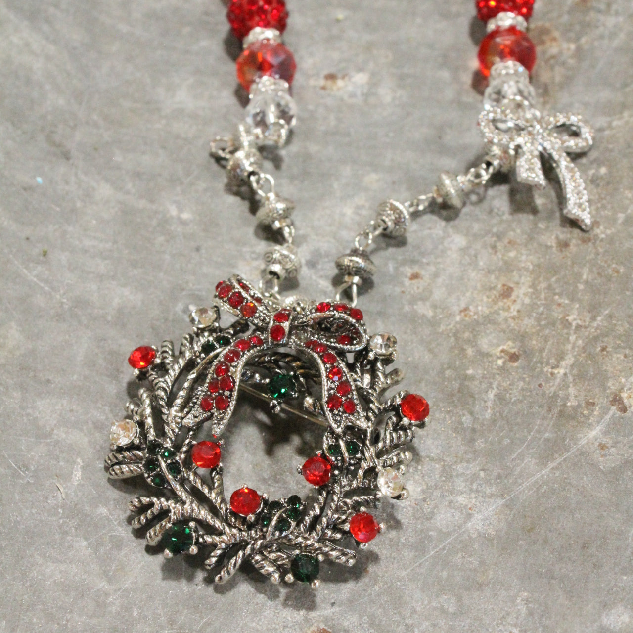 Feeling Festive Wreath Ribboned Necklace