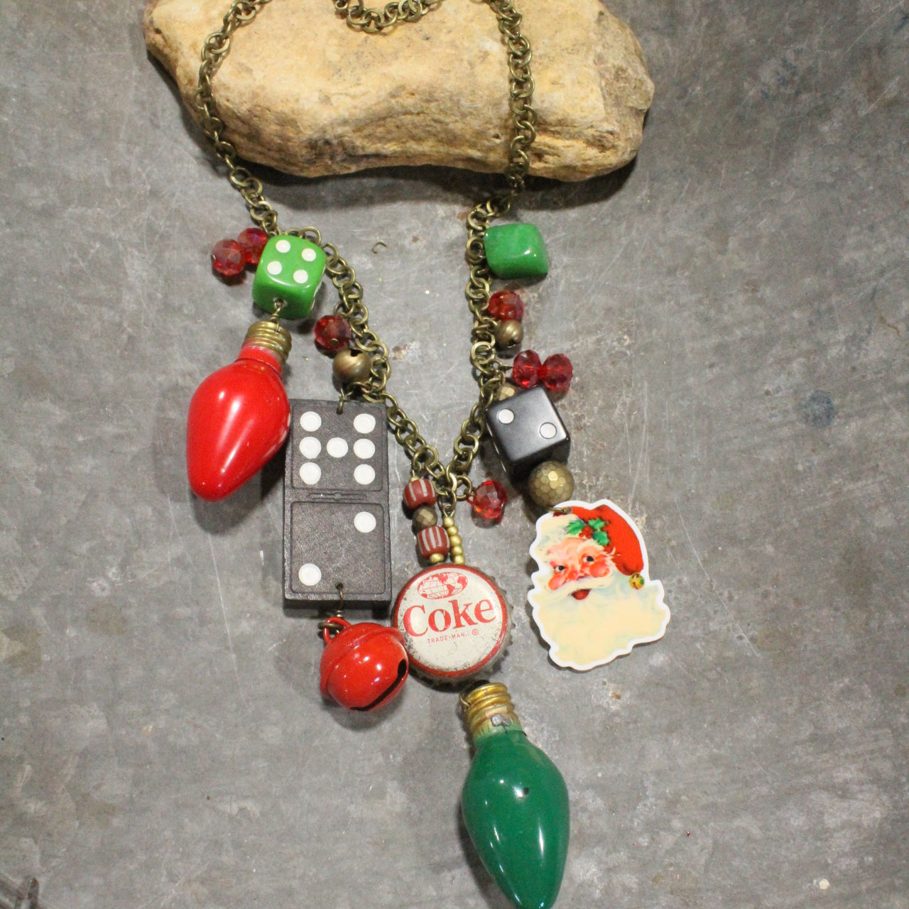 Vintage Coca Cola Santa & More Charm'd Necklace