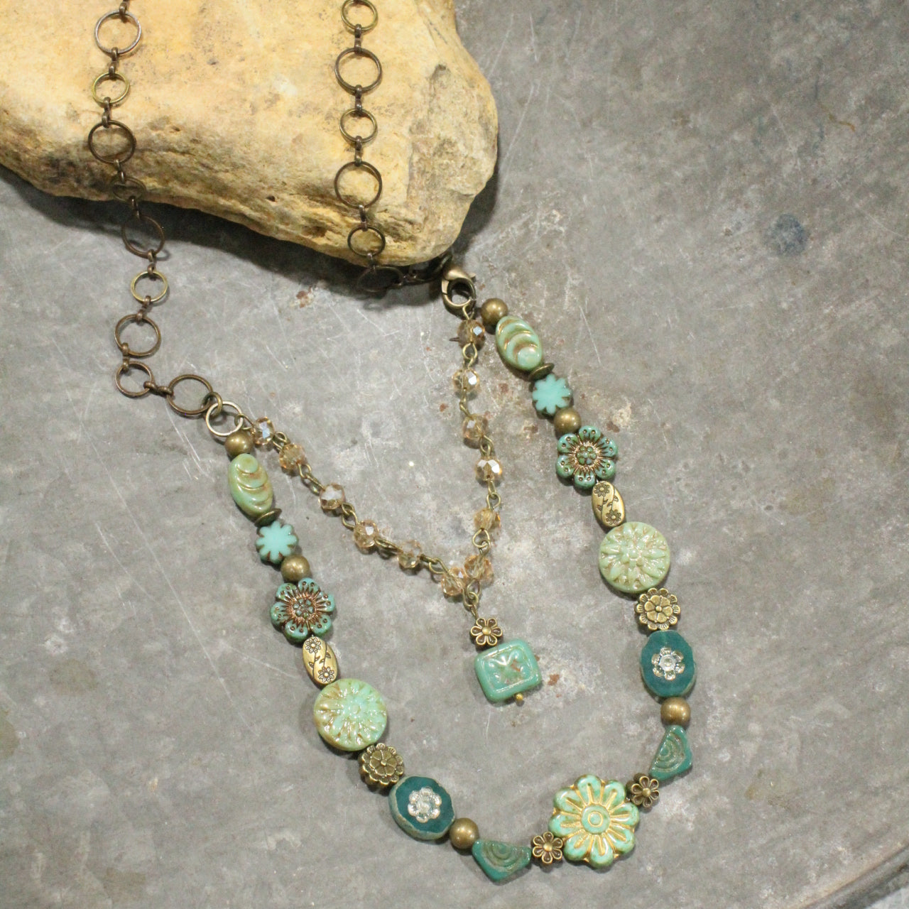 CZECH Me Out Elite Vintage Green Layered Necklace