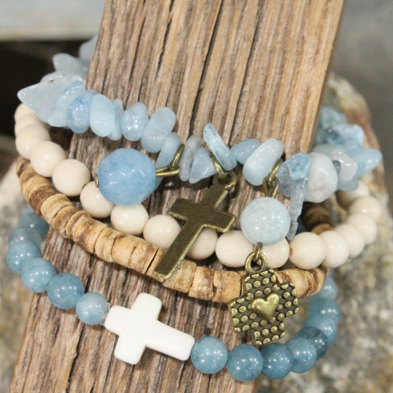 Abba Father Cross Charm Bracelet Set