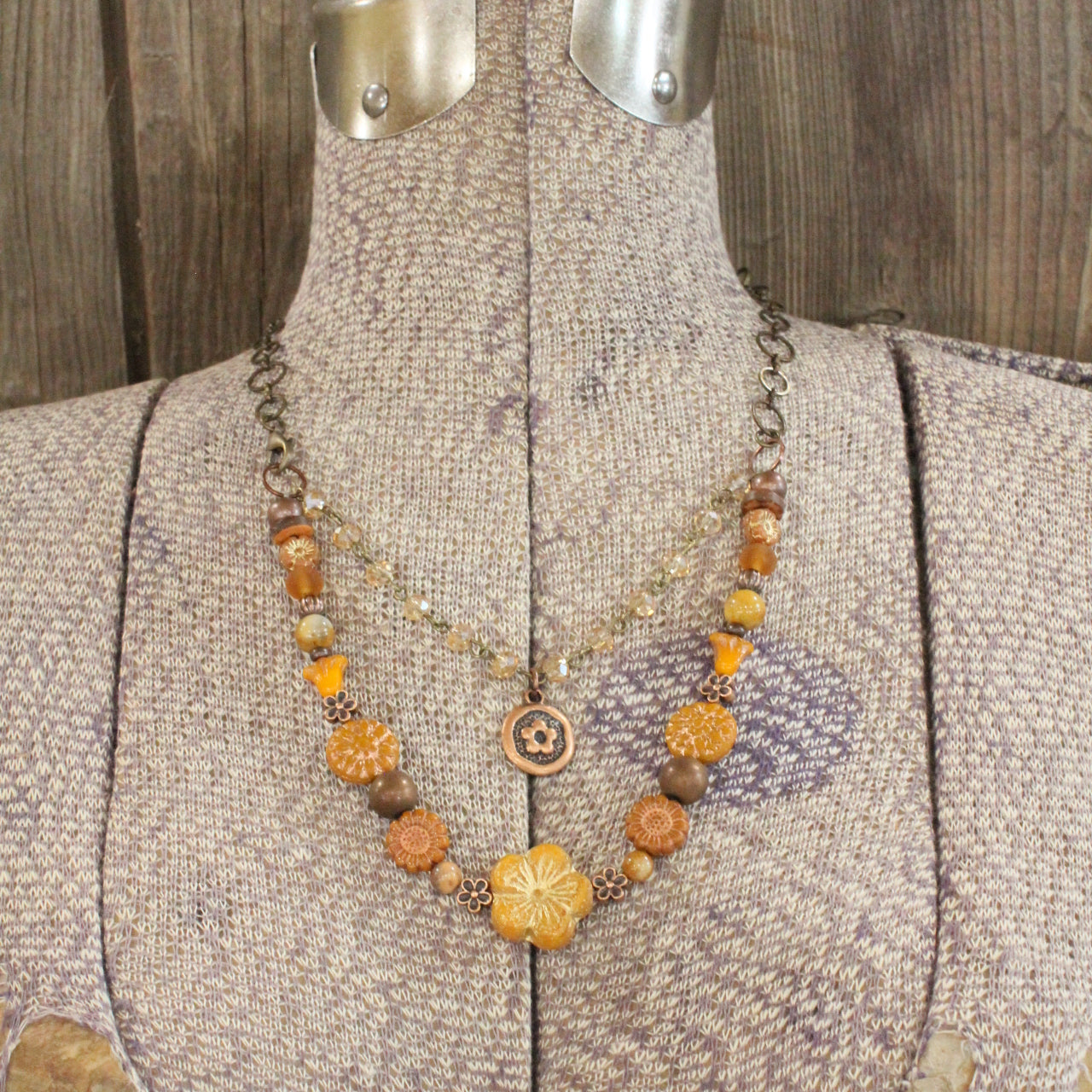 CZECH Me Out Elite Burnt Mustard Layered Necklace