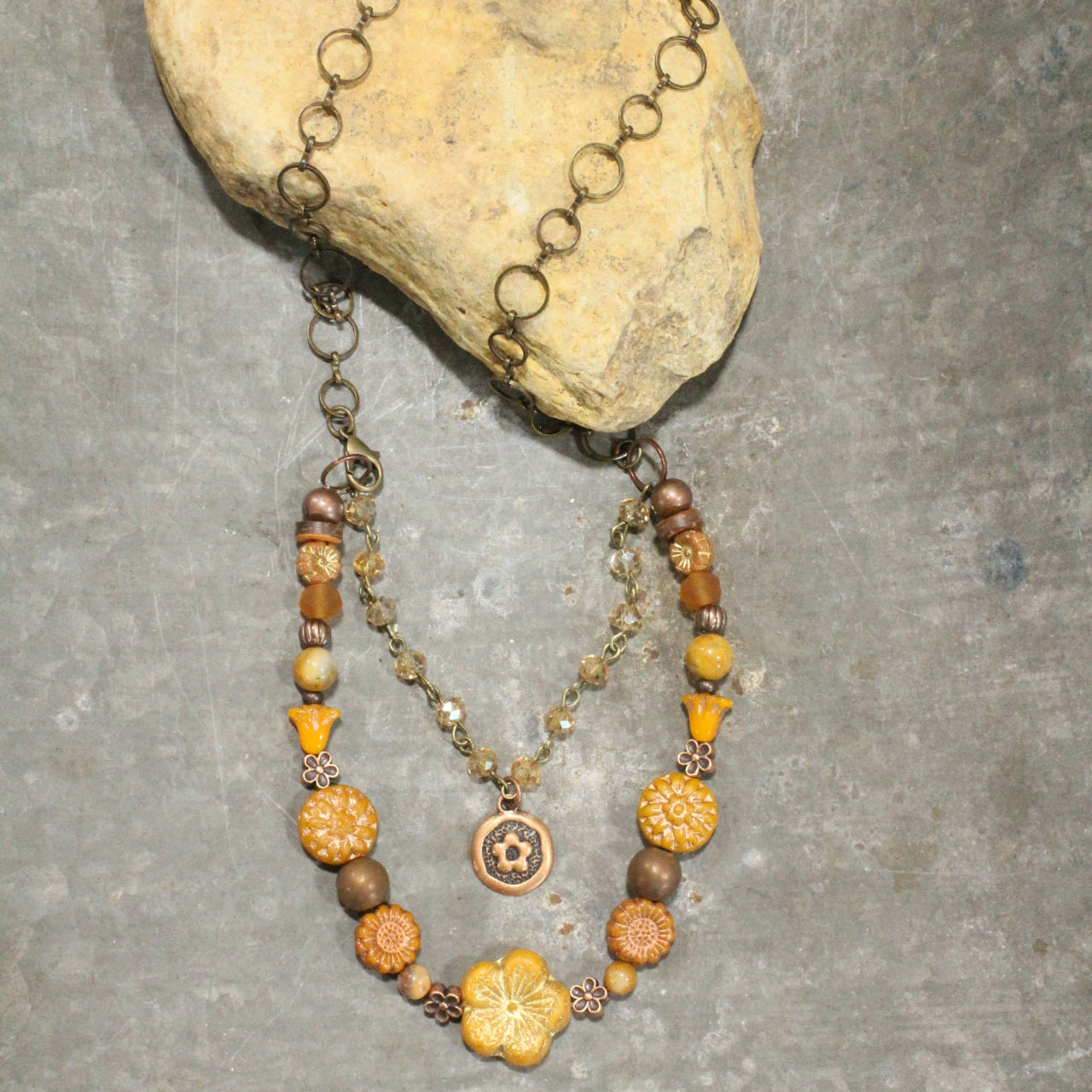 CZECH Me Out Elite Burnt Mustard Layered Necklace