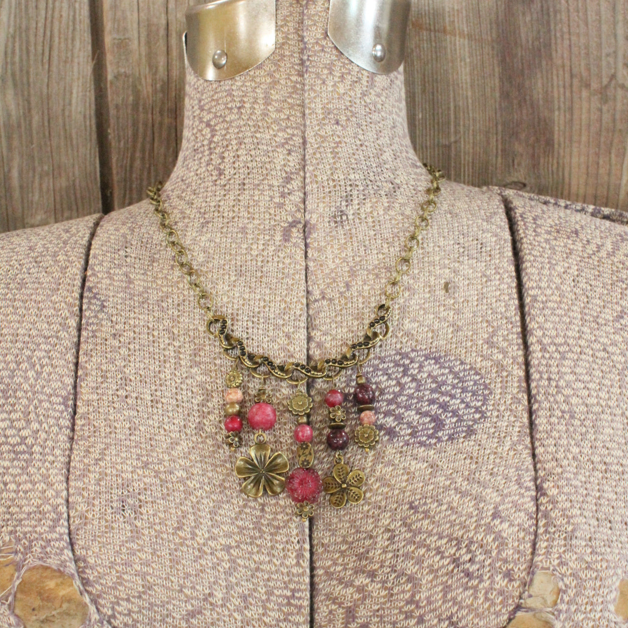 Raising The Bar Charmed Raspberry Necklace