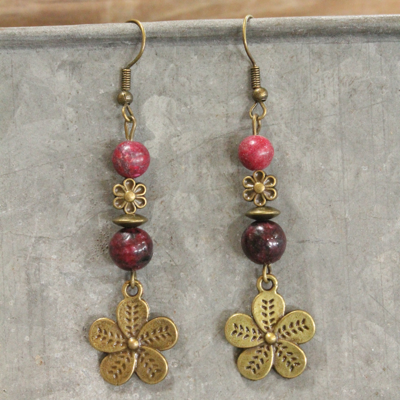 Raising The Bar Charmed Raspberry Dangle Earrings