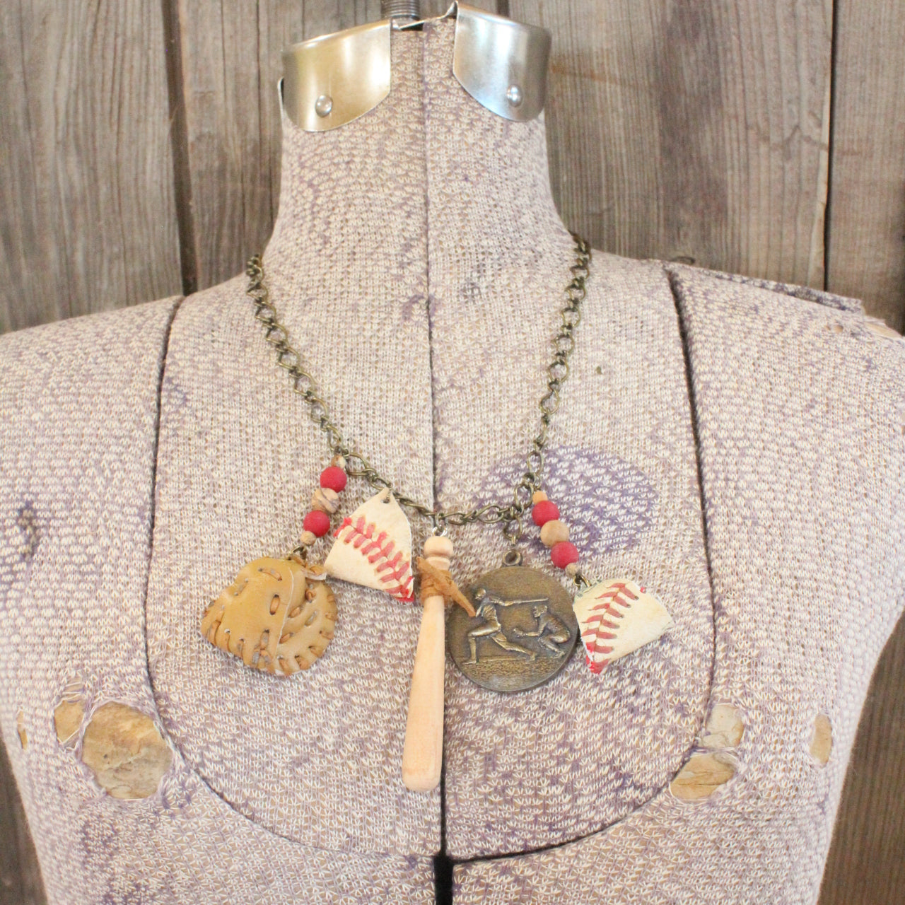 Take Me Out To The Ballgame Vintage Charming Necklace