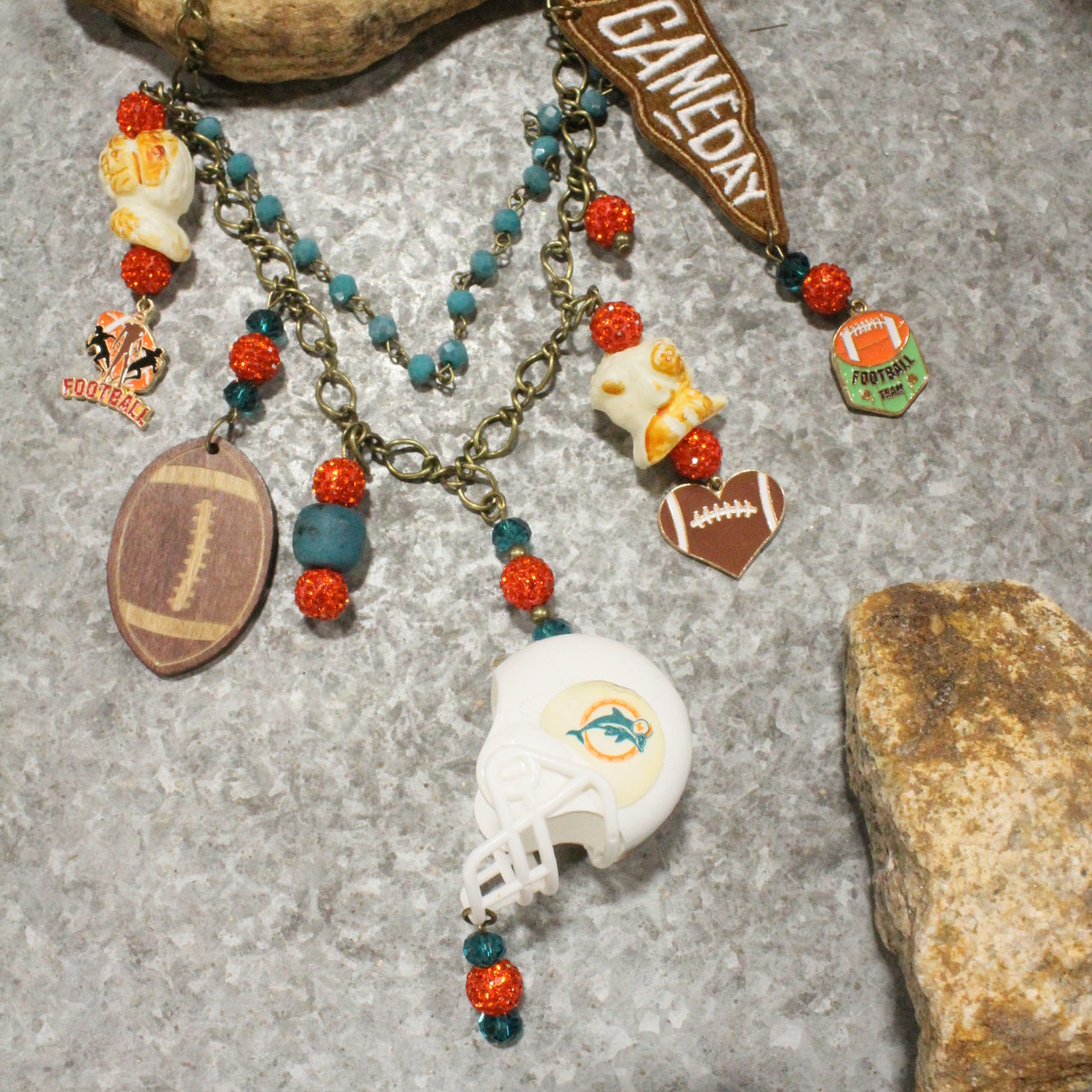 Gameday W/ the Miami Dolphins Charm'd Necklace