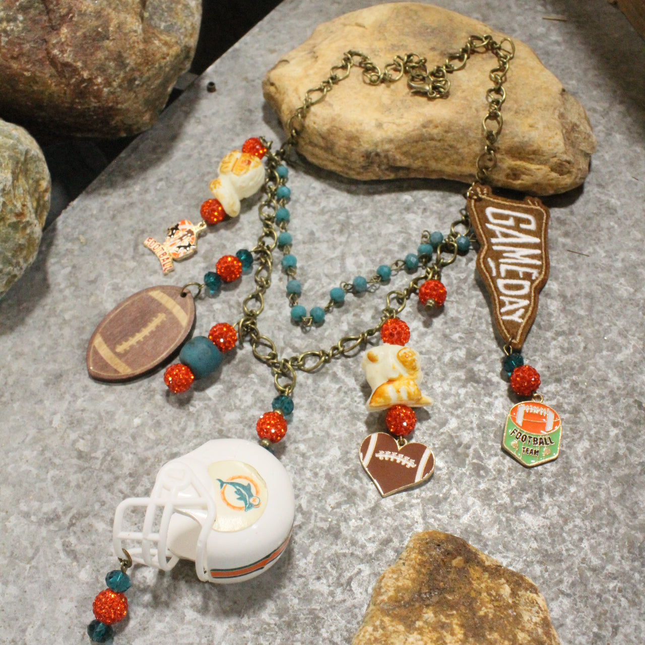 Gameday W/ the Miami Dolphins Charm'd Necklace