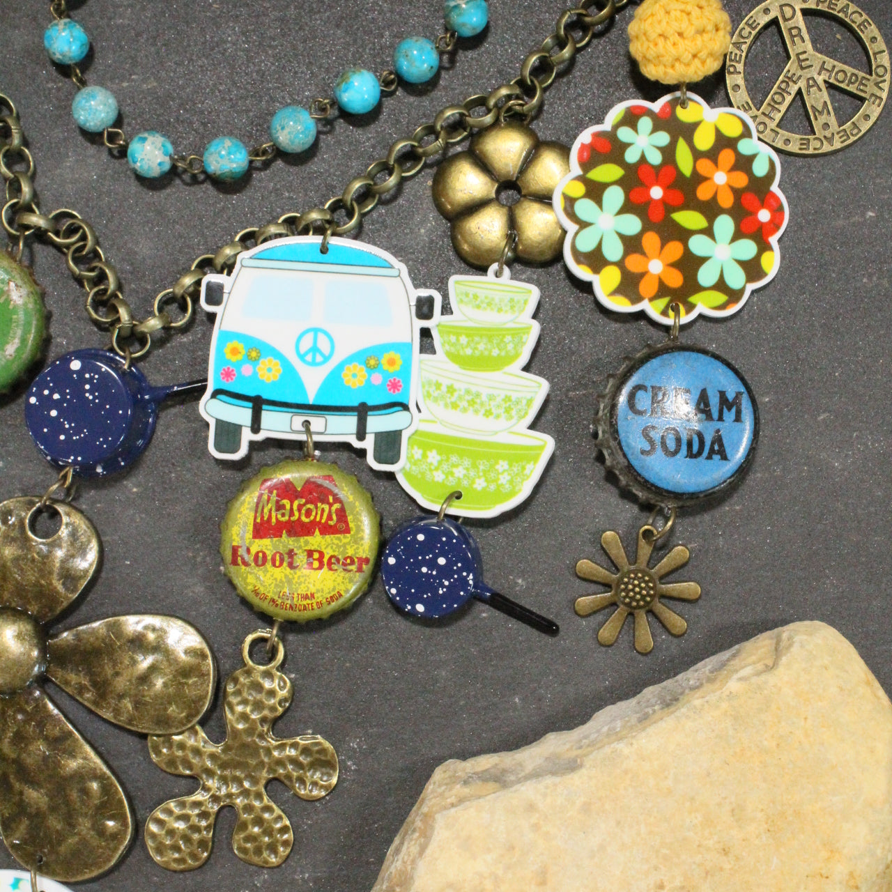 Take Me Back To Spatter Ware Blue Layered Necklace