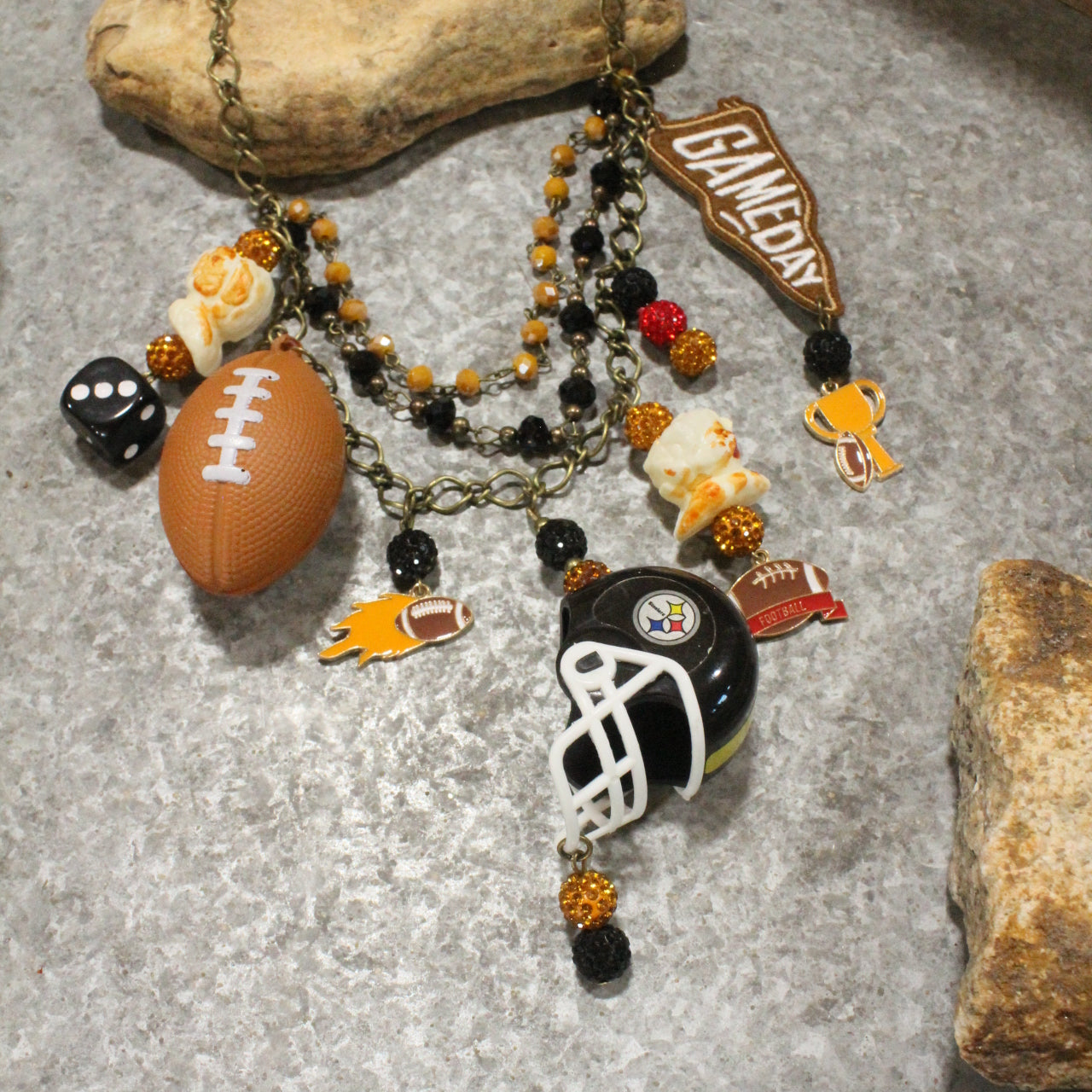 Gameday W/ the Pittsburg Steelers Charm'd Necklace
