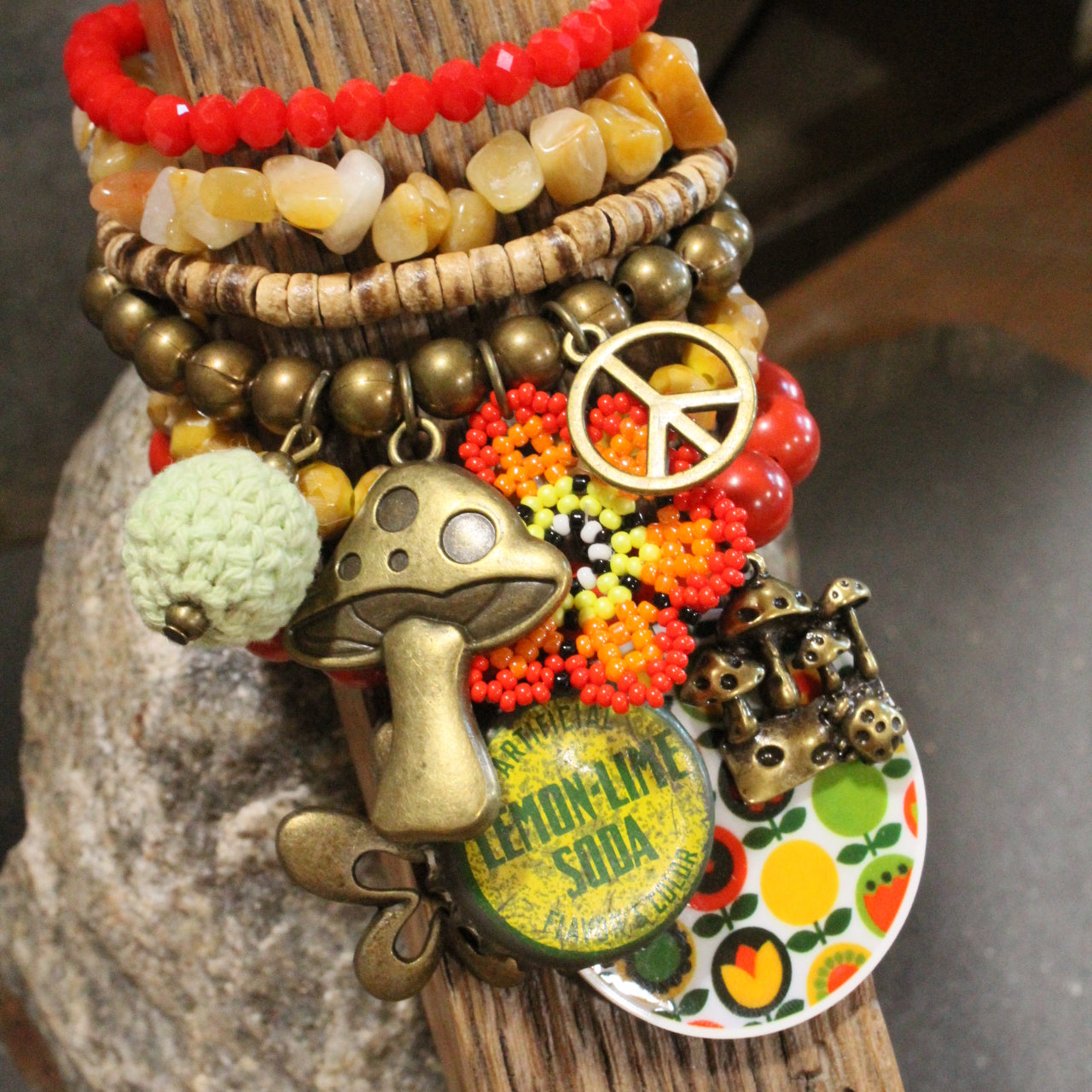 Take Me Back To Spatter Ware Red Charm'd Bracelet Set