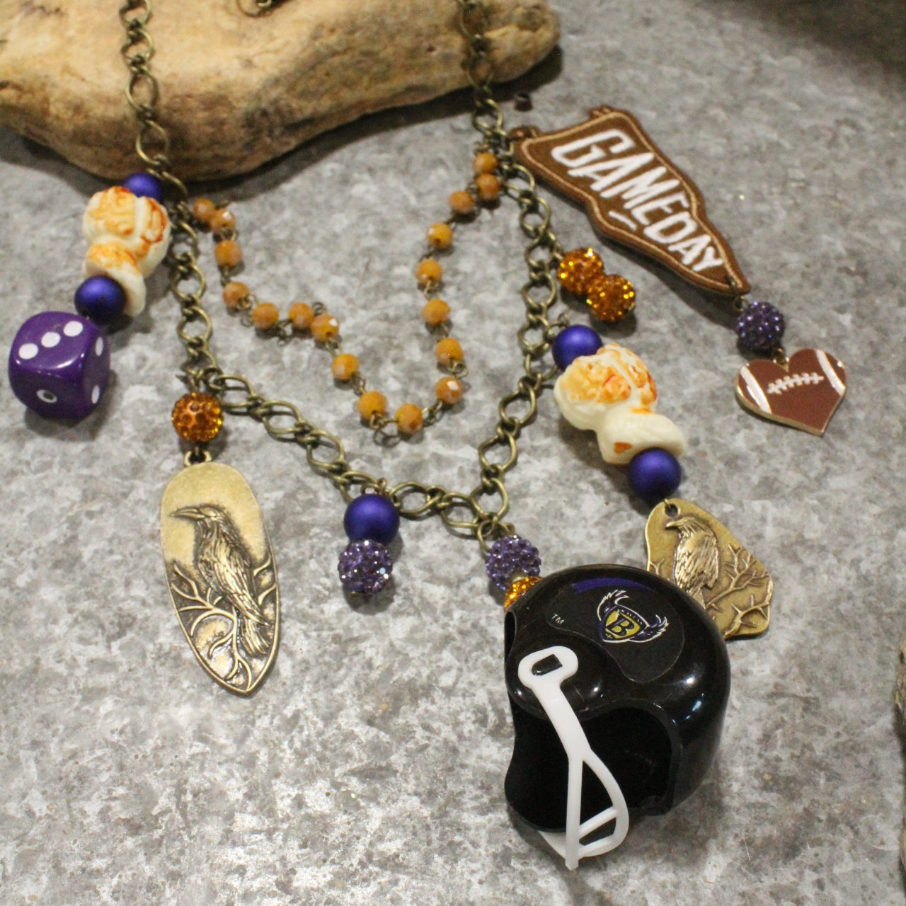 Gameday W/ the Baltimore Ravens Charm'd Necklace