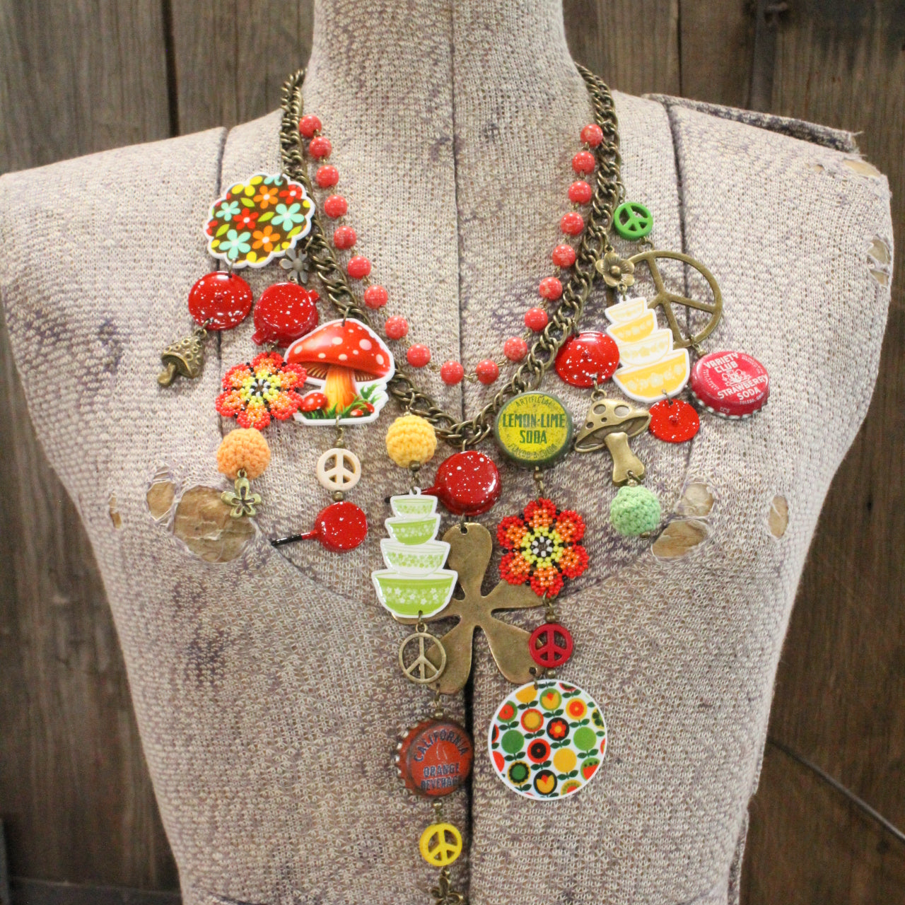 Take Me Back To Spatter Ware Red Layered Necklace