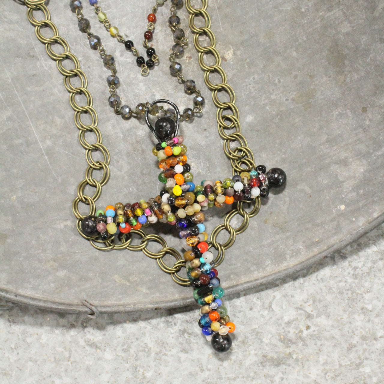 Lavished In Beads Cross Layered Up Necklace