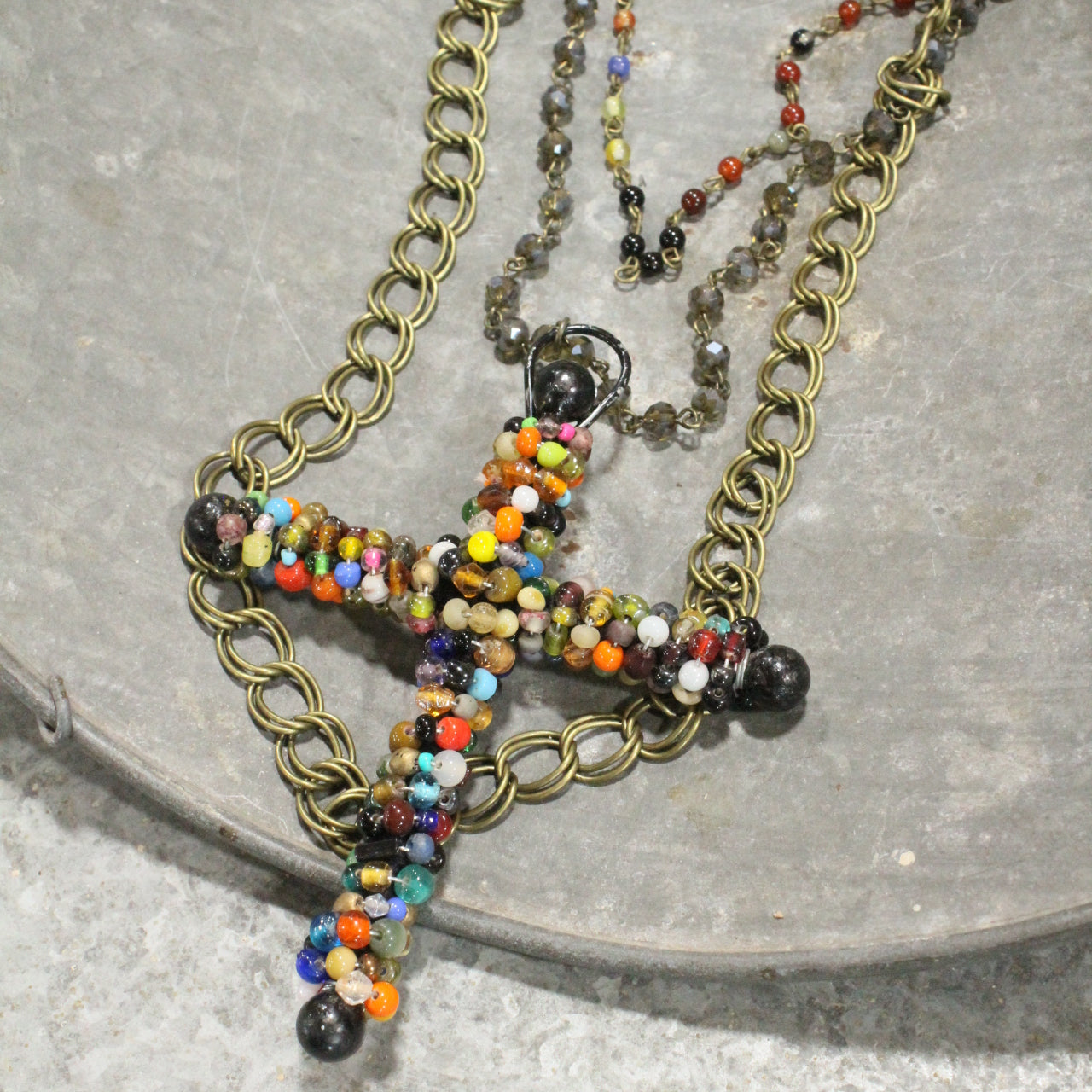 Lavished In Beads Cross Layered Up Necklace