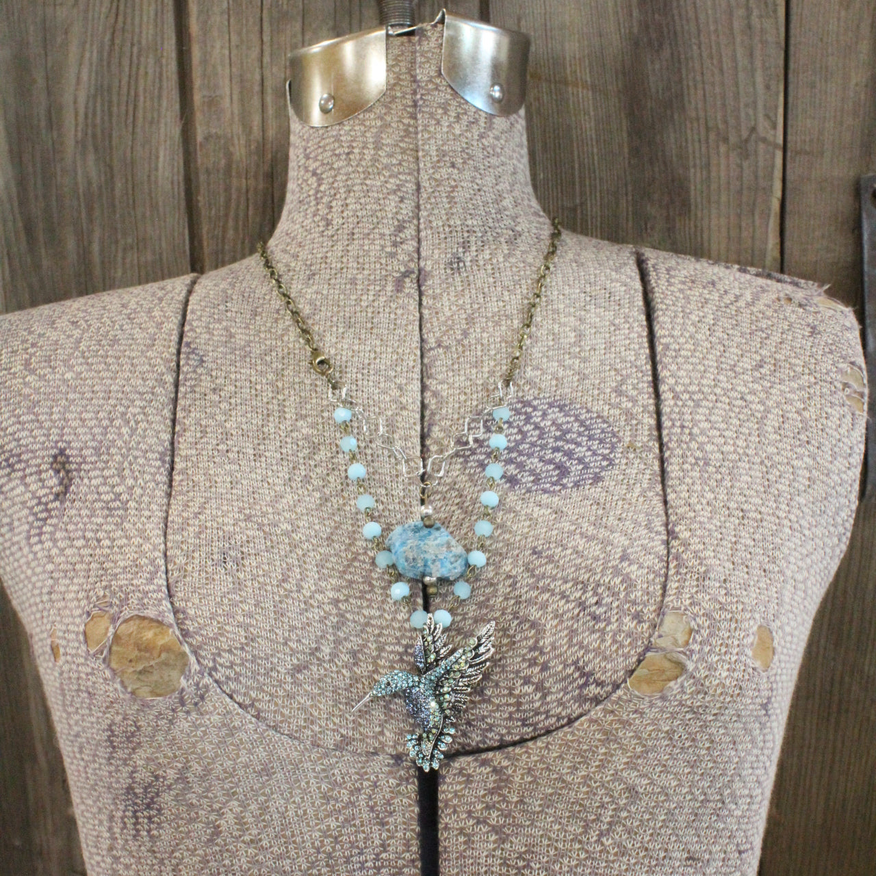 Zip & Zoom Hummingbird Bling Shades Of Light Blue Layered Necklace