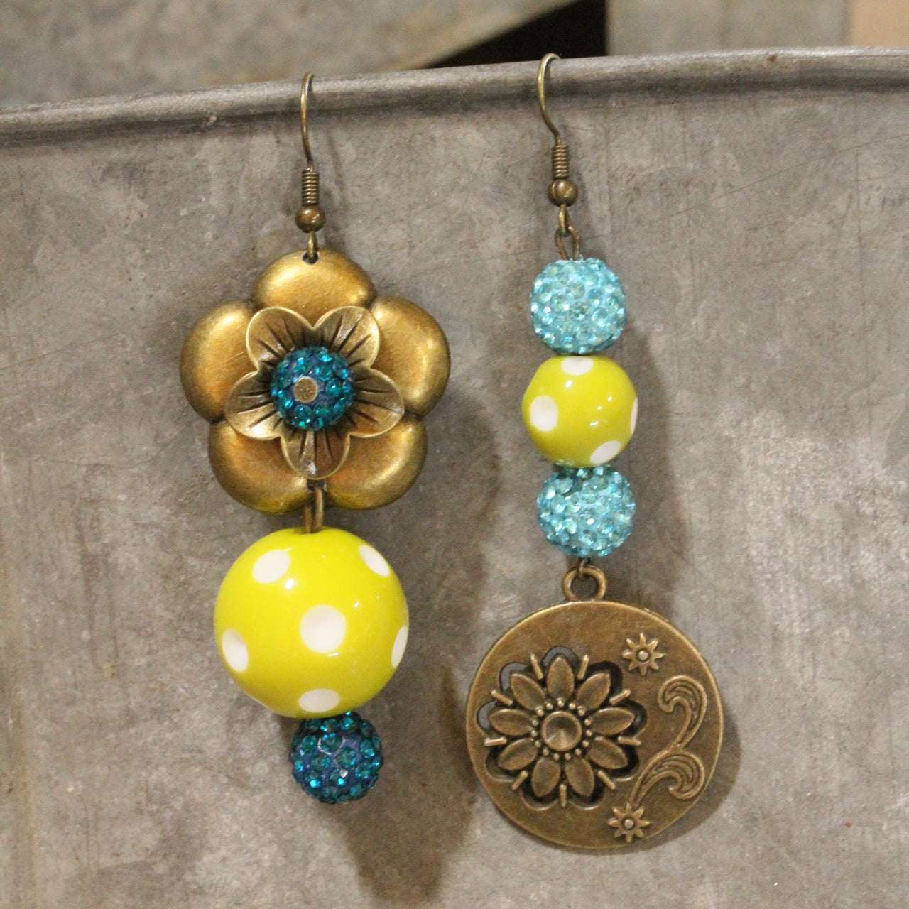 Color Explosion Lime Flower Dangle Earrings