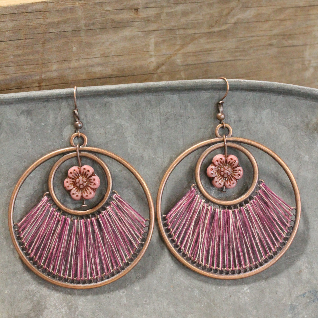 Flower & Thread Blush Dangle Earrings