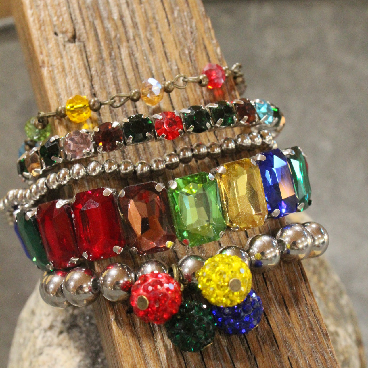 Multi Color Bling Silver Bracelet Set