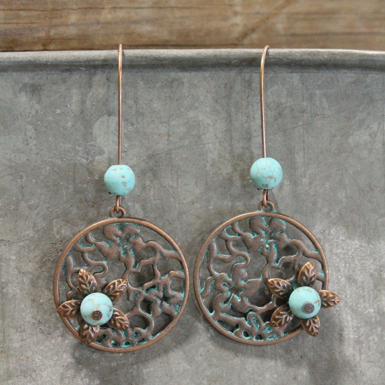 Pretty In Patina Petals Dangle Earrings