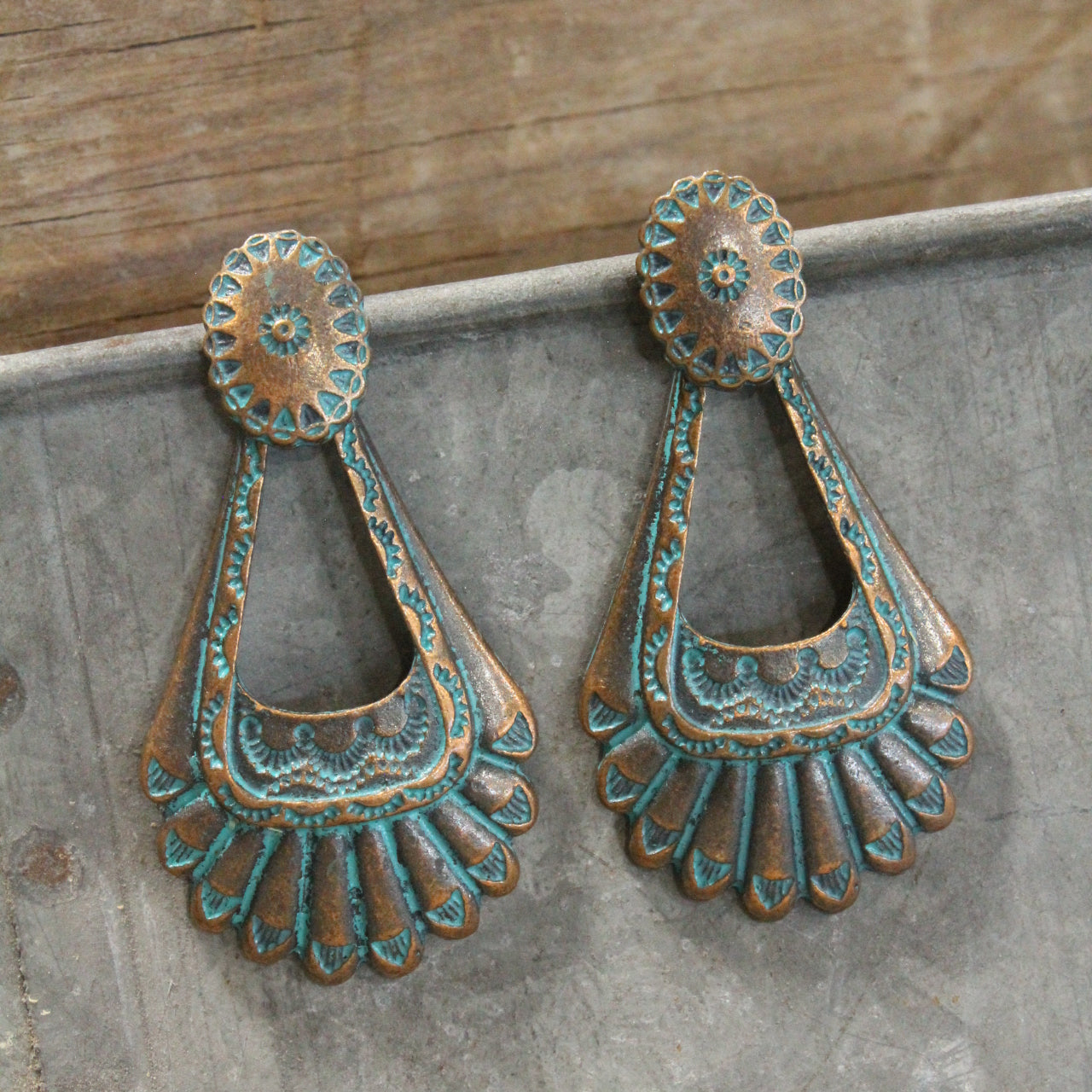 Cute In These Concho Patina Post Earrings