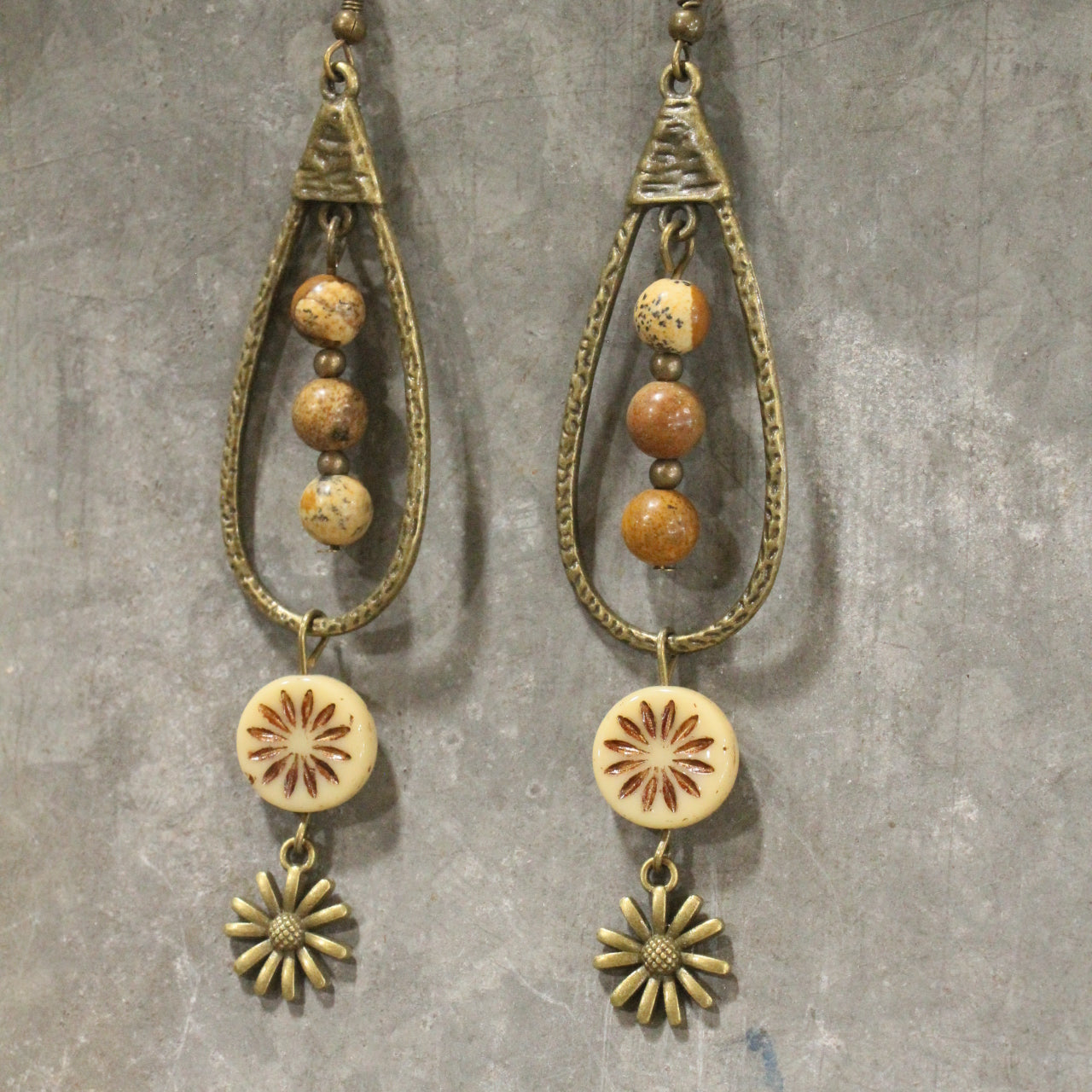 Teardrop Earth Tone Dangle Drop Earrings
