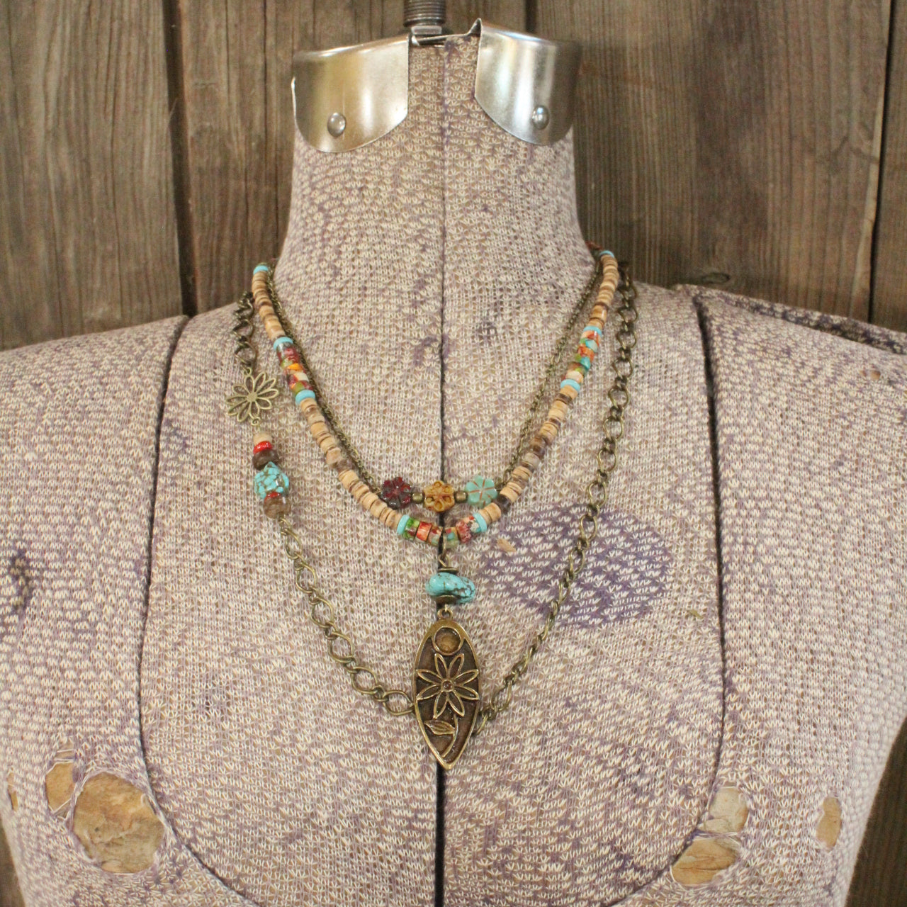 Sprouting New Petals Triple Layer Necklace