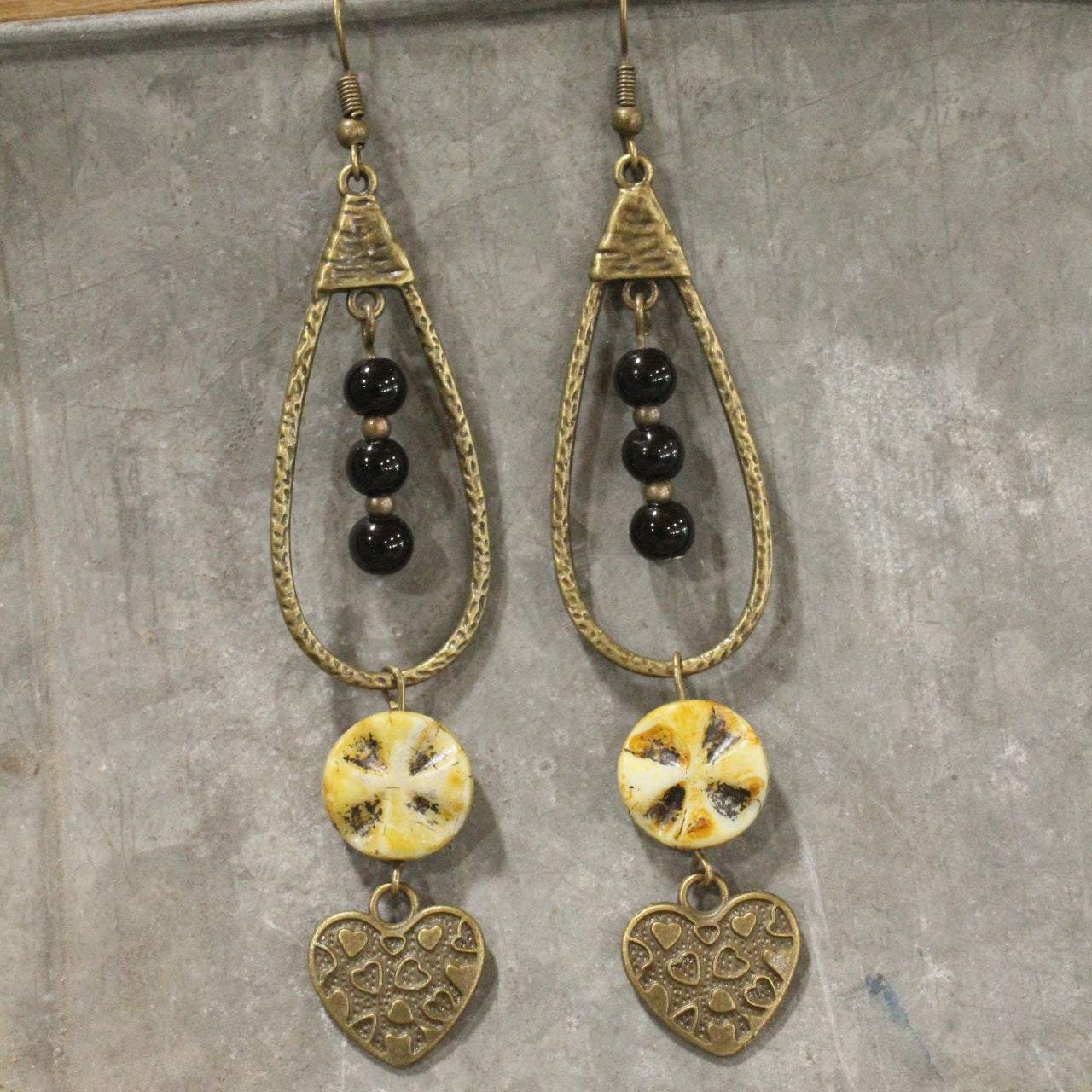 Teardrop Black Dangle Drop Earrings