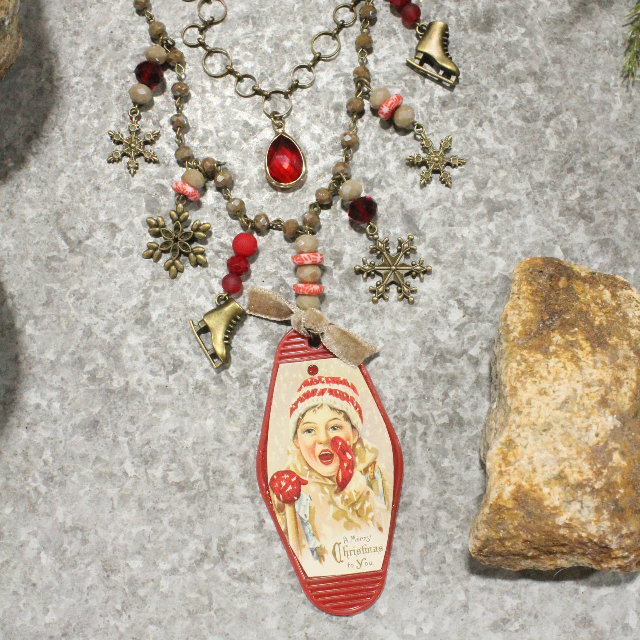 Vintage Boy Playing Charm'd Necklace