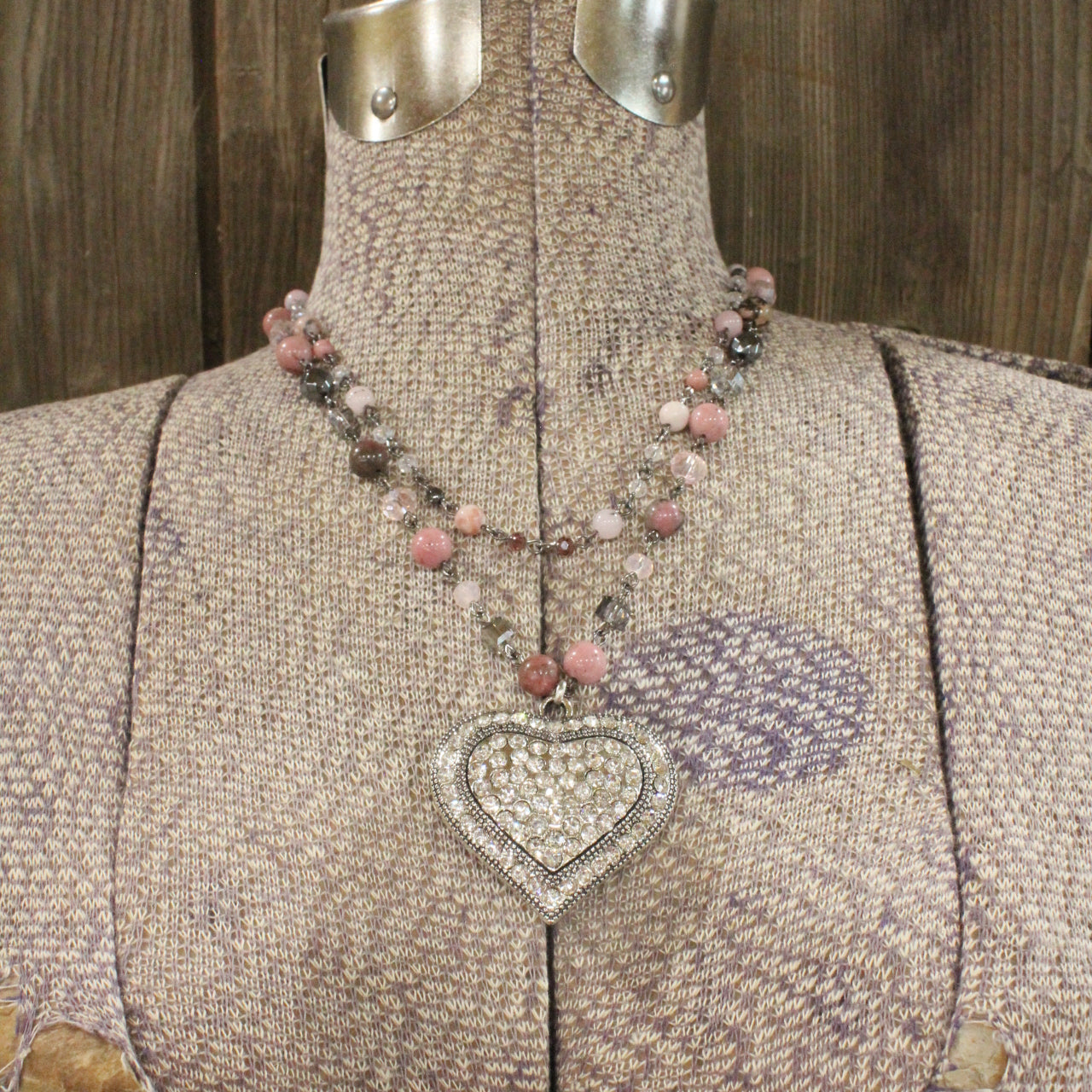 Blushing Over You Bling Heart Layered Necklace