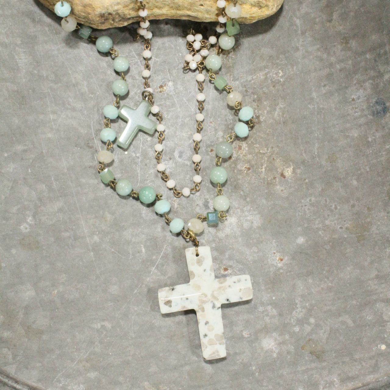 Fresh As The Morning Breeze Cross Layered Necklace